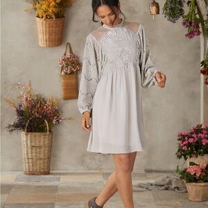 Sundance Rosier Dress in sterling size petite small long sleeve mini